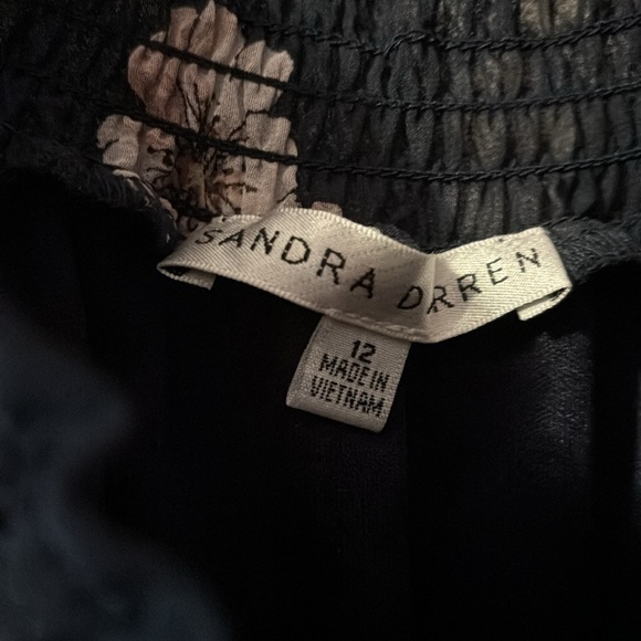 Sundress NWT dark navy chiffon with pink flowers size misses 12 - Picture 4 of 7